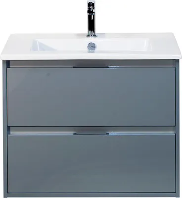 Produktbild von Sanox Badmöbel-Set Porto BxHxT 71 x 57 x 51 cm Frontfarbe eisgrün mit Waschtisch Keramik weiß Griff chrom 84718451