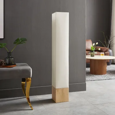 Produktbild von riess-ambiente Stehlampe AGAPUNE 120cm weiß hellbraun Bambusfuß Stoffschirm rechteckige Wohnzimmerlampe
