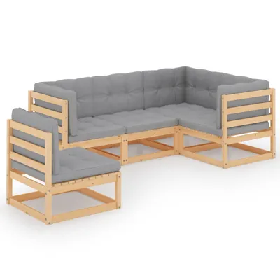 Produktbild von vidaXL 5-tlg. Garten-Lounge-Set mit Kissen Kiefer Massivholz