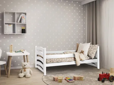 Produktbild von Kinderbett Mela 80 x 160 cm, weiß. Matratze: EASYSOFT 8 cm. Lattenrost: Nicht im Lieferumfang enthalten.