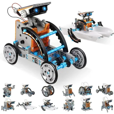 Image de Jouet éducatif solaire, kit de construction de robot 13 en 1, à partir de 3 ans, fonctionne à la lumière du soleil ou à une lumière vive, pas de colle ni d'outils, pas de piles