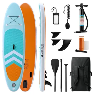 Image de Mobiclinic Stand-Up-Paddle-Board gonflable Lilo Pompe à air Sac à dos Pagaie réglable Housse pour téléphone portable Kit de réparation 315x78x15 cm Pliable Pour