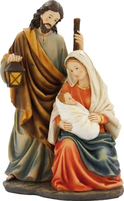 Produktbild von Krippenblock Heilige Familie 15,6 cm Polyresin Deko Figur Weihnachten
