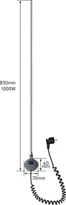 Immagine prodotto di SONNI 1000W Antracite Portasciugamani elettrico Barra di controllo della temperatura Termostato tubo di riscaldamento intelligente Display LED Termostato portasciugamani