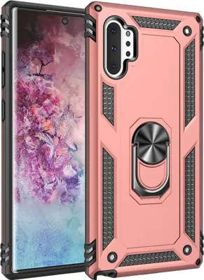 Produktbild von LaimTop Galaxy Note 10+ Hülle, Hybrid Robuste Rüstung Drehbarer Ring Halter Ständer Dual Layer Hard PC + TPU Stoßfest Schutzhülle für Samsung Galaxy Note 10 Plus / Galaxy Note 10+ Roségold