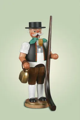 Produktbild von Räuchermann Alphornbläser mit Horn Höhe 21cm NEU