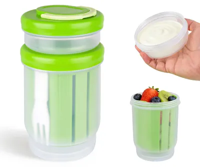 Produktbild von Auslaufsichere Salatbox mit Dressingbecher und Gabel