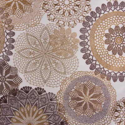 Produktbild von Möbelstoff Meterware Polsterstoff Dekostoff Doily Mandala Blumen braun 140cm