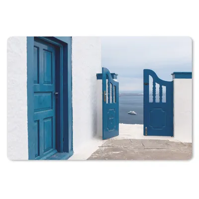 Produktbild von MuchoWow® Mauspad Mousepad Tür - Blau - Weiß - Architektur 27x18 cm - Mousepads - Maus Mat - Pad - Mausunterlage - Büroartikel - Desk Matten