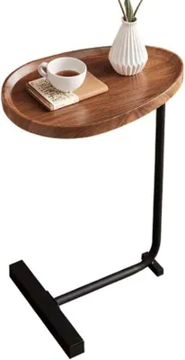 Immagine prodotto di Tavolino da salotto in legno - comodino alto 70 cm - rotondo ovale - tavolo da salotto mobile - tavolo da tè per computer portatili