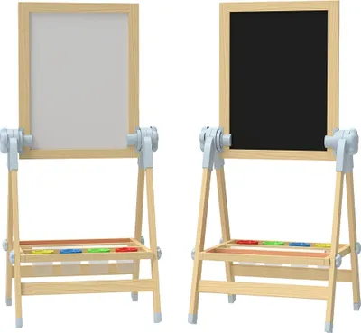 Image de Chevalet en bois réglable pour enfants avec tableau double face