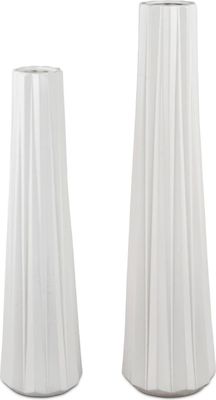 2er Set Bodenvasen MATTWEISS RELIEF H. 55 + 65cm matt weiß aus Keramik Formano