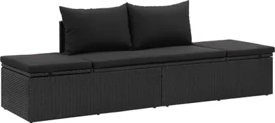 Immagine prodotto di Lettino Prendisole con Cuscini in Polyrattan Nero