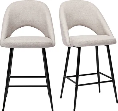 Produktbild von Miliboo - Barhocker beiger Stoff mit Samteffekt H65cm (2er-Set) COSETTE
