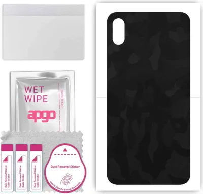 Produktbild von apgo Rückseite Schutzfolie, Skin, kompatibel mit Apple iPhone XS Max, Hinten Displayschutzfolie aus Vinylfolie, kratzfest, einfache Montage - Schwarzes Tarnmuster