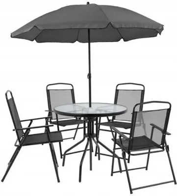 Zdjęcie produktu dla Zestaw mebli ogrodowych balkon taras CHILE stół parasol 4os. czarny