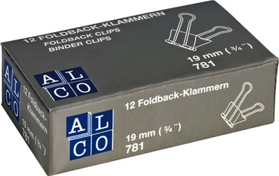 Produktbild von Alco Foldbackklammer Metall vernickelt 19mm gelb 12 Stück