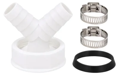 Y-Adapter für Waschmaschinenabfluss, 45 mm, 19-24 mm, Weiß