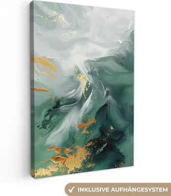 Obrázok produktu pre MuchoWow® - Plátno - Zelené - Moderné - Mramor - Abstraktné, Fototapeta, Nástenná dekorácia obrazy obývacia izba, 40x60cm