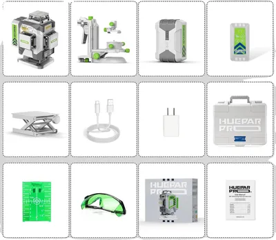 Immagine prodotto di Livella laser Huepar, precisione ±2 mm, batteria da 8000 mAh, livella laser ZK04CG