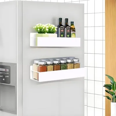 Produktbild von PromoHome® Magnetisches Kräuterregal für Kühlschrank 2 Stück – Weiß, 27 x 9 x 5 cm, mit 8 Haken