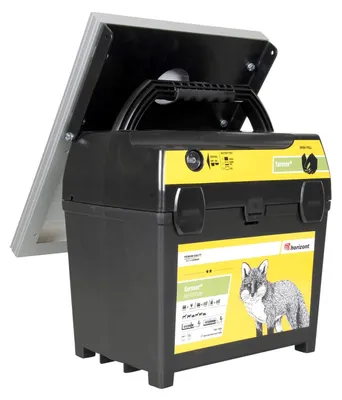 Produktbild von horizont Weidezaungerät 9V 12V, Farmer AN1000 Solar Weidezaungerät 230V, 1,4 Joule, 11000 Volt, Weidezaungerät mit Solarpanel, für Netzstrom, Batterie, Akku, Weidezaun Dualgerät