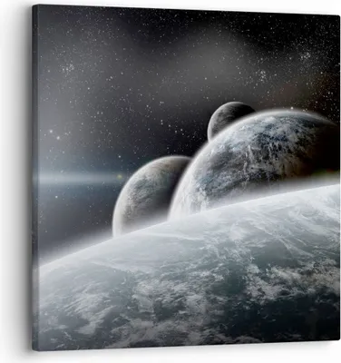 Produktbild von Bild auf Leinwand - Leinwandbild - Planeten Kosmos Sterne - 30x30cm - Wand Bild - Wanddeko - Leinwanddruck - Bilder - Kunstdruck - Wanddekoration - Leinwand bilder - Wandkunst - AC30x30-2327