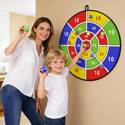 Produktbild von MODFU Kinder Klettball Dartscheibe 74 cm,20 Bälle + 1 Haken,sicheres Dartspiel ohne Spitze,Indoor Outdoor Spielzeug für Kinder,Geschenkidee Geburtstag