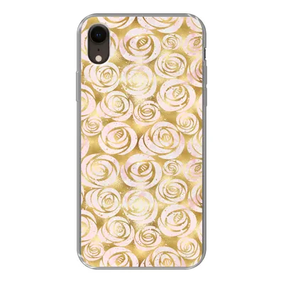 Produktbild von MuchoWow® Handyhülle Schutzhülle Hülle für iPhone XR Marmor - Gold - Rosen - Muster Silikon Softcase Handy Hülle - Schutzdeckel