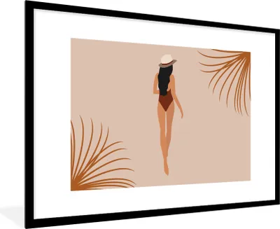 Produktbild von MuchoWow® Gerahmtes Poster Sommer - Frau - Abstrakt 90x60 cm - Poster mit Schwarzem Bilderrahmen Wandposter Rahmen Foto Bilder - Wanddekoration - Fotos