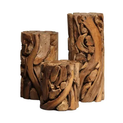 Produktbild von Ablagetisch XILON Holzsäule Podest Teakholz massiv 100% Handarbeit
