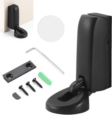 Immagine prodotto di Fermaporta magnetico nero con nastro adesivo 3M, autoadesivo, resistente e durevole