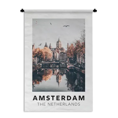 Produktbild von MuchoWow® Wandteppich Wandbehang Amsterdam - Niederlande - Architektur - Wasser 120x180 cm Tapisserie Dekoration Wandtuch - Schlafzimmer - Dekorationen für das Haus