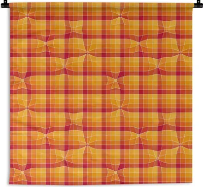 Produktbild von MuchoWow® Wandteppich Wandbehang Orange - Muster - Abstrakt 150x150 cm Tapisserie Dekoration Wandtuch - Wohnaccessoires - Modernes