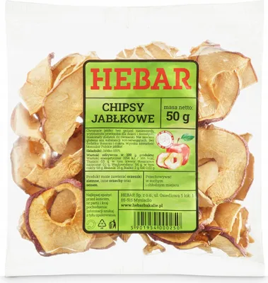 Zdjęcie produktu dla Krążki jabłkowe 50 G - Suszone jabłka - Chipsy jabłkowe - Bez dodatku cukru - Zdrowa alternatywa dla chipsów