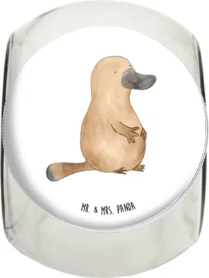 Produktbild von Mr. & Mrs. Panda Kaffeedose Schnabeltier Mut L 870ml - Weiß - Geschenk, Motivation, Bonboniere, Vorratsglas, Training, Arbeit, Vorratsdose, Lebensweisheit, Teedose, mutig