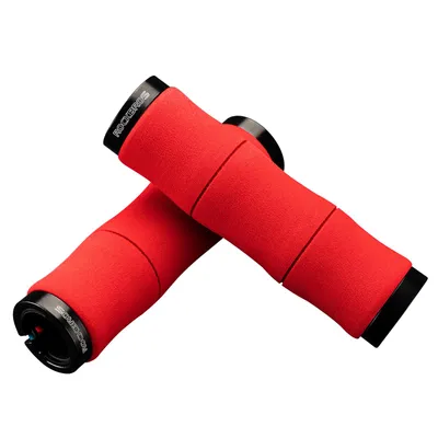Immagine prodotto di Manopole per bicicletta ROCKBROS antiscivolo in spugna EVA con design Lock-On in alluminio per manubrio di scooter, colore rosso