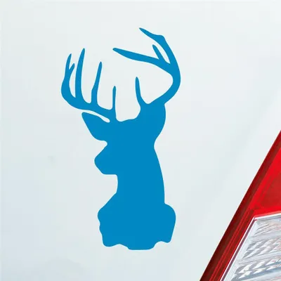 Produktbild von Auto Aufkleber Hirsch Geweih Jäger Wild Tier Rudi 12x6,5 cm Hellblau Sticker Heckscheibenaufkleber