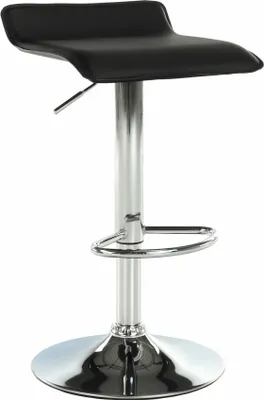 A black and chrome bar stool on a white background.