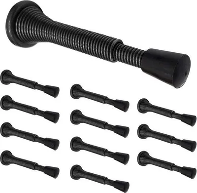 Obrázok produktu pre Zarážka dverí z uhlíkovej ocele, 7–10 cm, nepoškodzuje povrch, čierna, sada 12 ks