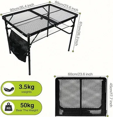 Produktbild von Famanu Campingtafel klappbar, höhenverstellbar, stabil - 60 x 90 cm