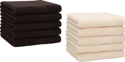Produktbild von Betz 10 Stück Gästetücher 30x50 cm PREMIUM 100% Baumwolle Set Farbe: dunkelbraun und beige