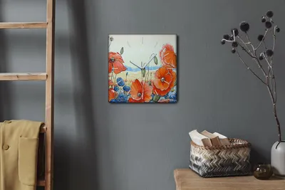 Produktbild von Coloray Hodiny Unikátní 30x30 cm  Tiché hodiny Pro obývací pokoj a kuchyň Nástěnné hodiny Plátno Bílé ručičky hodin - Květiny