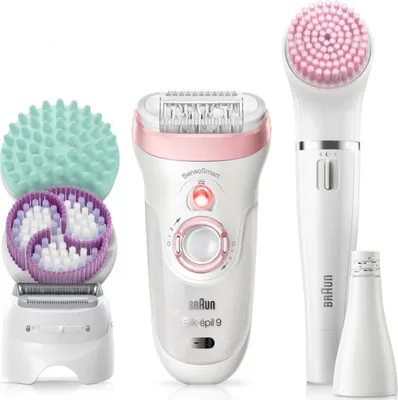 Produktbild von Braun Silk-épil 9 81683683, Weiß, Pink, 40 Pinzette, Exfoliation, LED, 1 SensoFoil, Akku