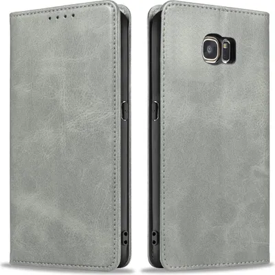 Produktbild von Handyhülle für Samsung Galaxy S7 Edge Kunstleder Flip Cover Hülle Handytasche Case Kartenfach Farbe: Grau
