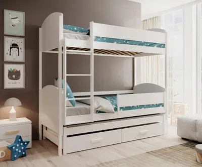 Obrázek produktu pro Patrová postel s úložným prostorem a matracemi 90x200 GETLA - bílá