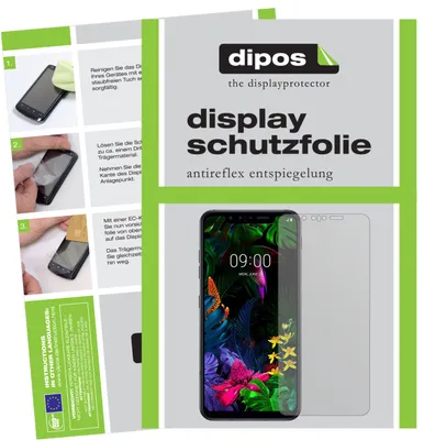 A collage of images showing instructions for applying a screen protector and a product shot of a phone with a screen protector.