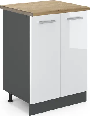Produktbild von Küchenunterschrank Vicco R-Line Weiß Hochglanz 60 cm , AP Eiche, Model 46435
