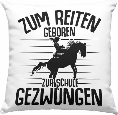 Produktbild von Trendation - Lustige Reiter Sprüche Geschenk Deko-Kissen mit Füllung 40x40 Reiterin Pferde Mädchen Geschenkidee Zum Reiten Geboren (Grau)
