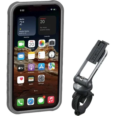Zdjęcie produktu dla Etui i uchwyt na telefon Topeak RideCase kompatybilny z Apple iPhone 13, czarno-szary